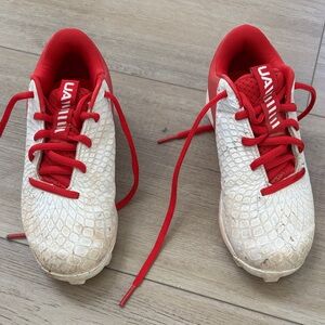 Under Armour Red and Cream Athletic Shoes